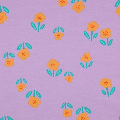 French terry - Bloemsteeltje lilaroze