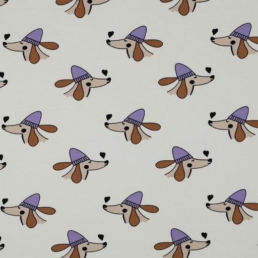 French terry - Chien amour ecru