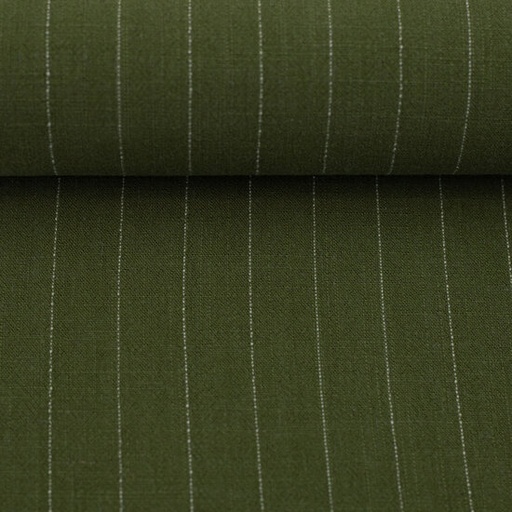 Linnen viscose - Khaki krijtstreep