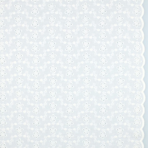 Katoen broderie - Bloemen tussen bloemenslinger wit