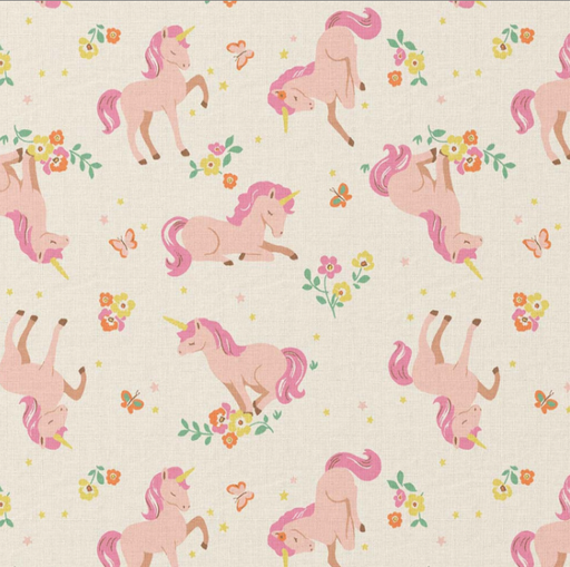 Katoen - Eenhoorn tussen bloemen