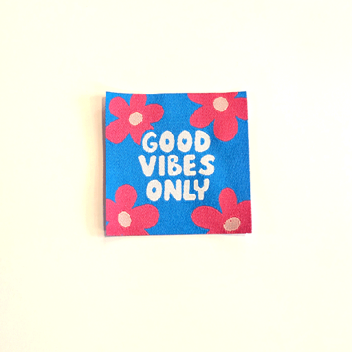 Label - Good vibes only flower bluepink (5 stuks)