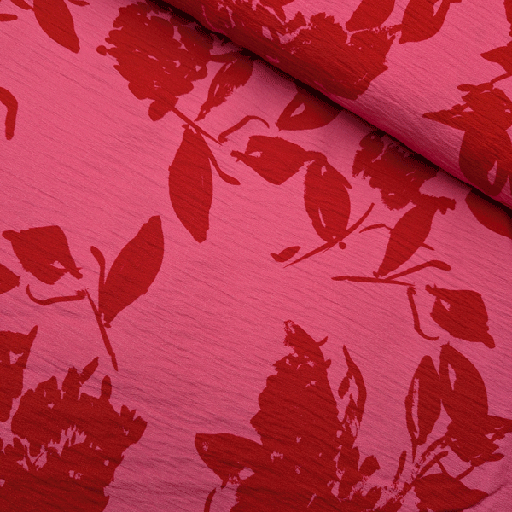 Viscose - Rode bloemschaduw roze