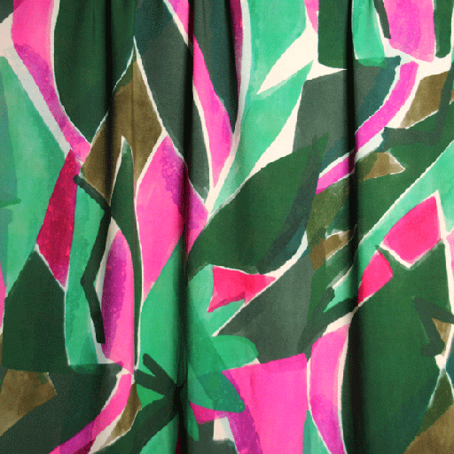 Viscose - Pink and green abstract leaves