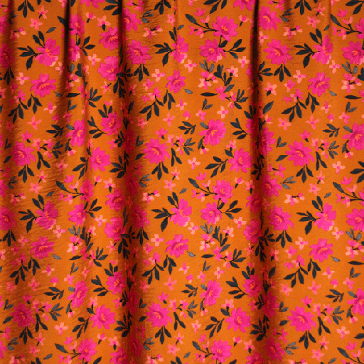 Viscose - Ochre little flowers textured