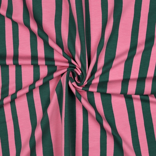 French terry -  Verschillende lijnen roze groen