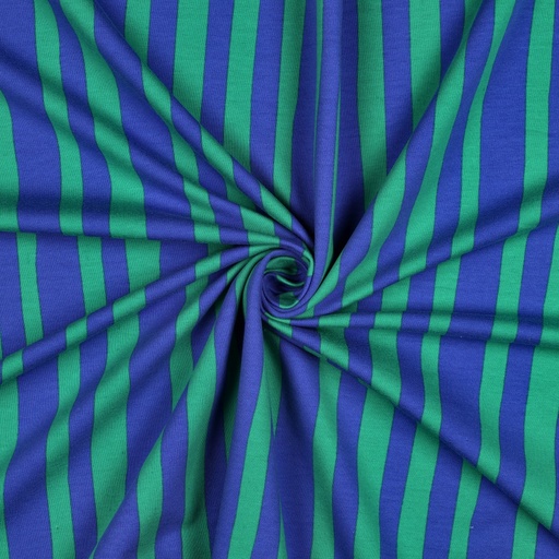 French terry -  Verschillende lijnen blauw groen