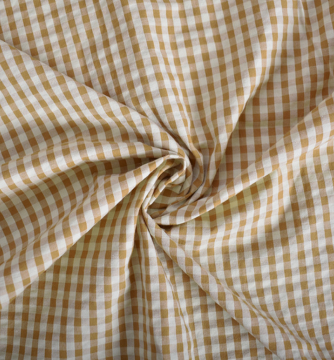 Seersucker katoen - Vichy olijfgroen en pastel