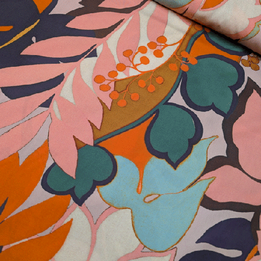 Katoen - Tropical summer orange pink